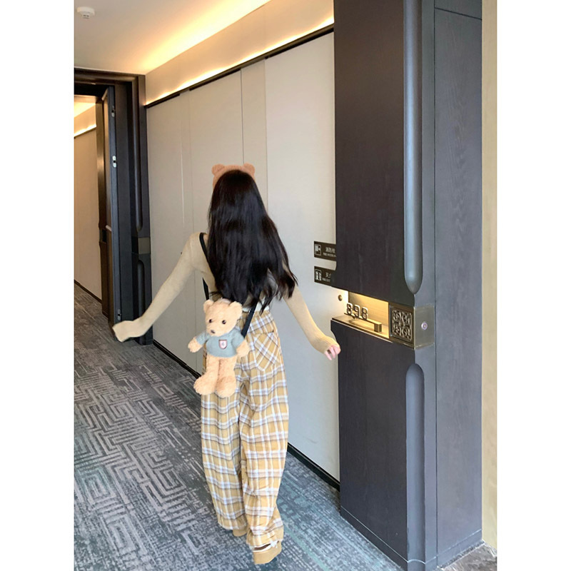 辣妹套装女挂脖吊带背心秋季卡其色长袖针织衫短款外套时尚两件套|undefined