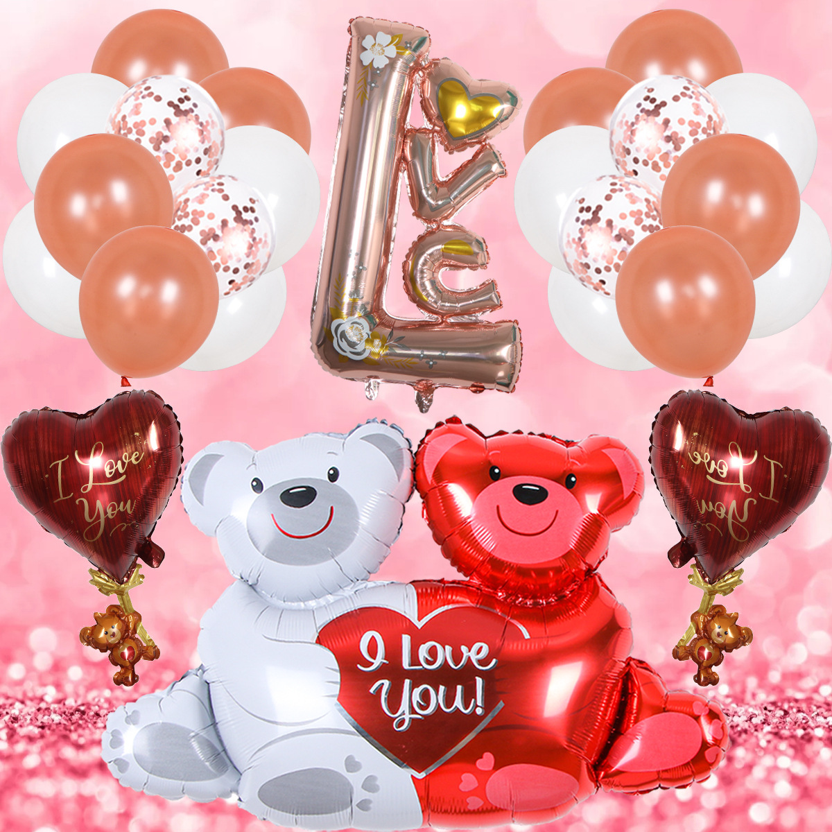 Nuevo Día de San Valentín amor abrazo oso globo aluminio decoración del partido Qixi confesión traje atmósfera diseño