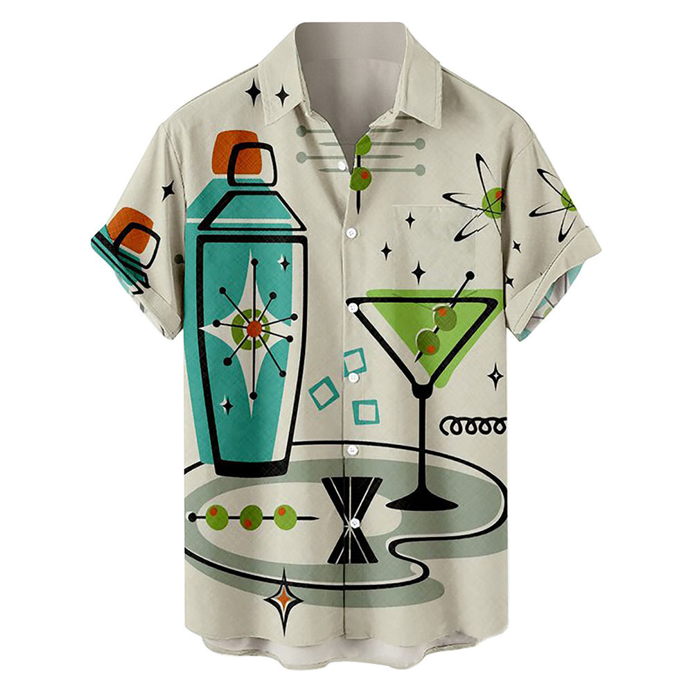 Summer New Large Hong Kong 3D Digital Printing Casual Short Sleeve Shirt Men's Wear_voghion.com