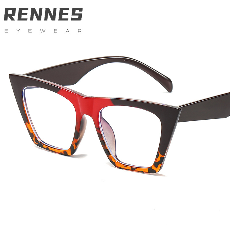 Gafas lisas de ojo de gato estilo ins color a juego marco grande gafas de luz anti-azul Gafas de computadora de moda transfronteriza europea y americana 98057