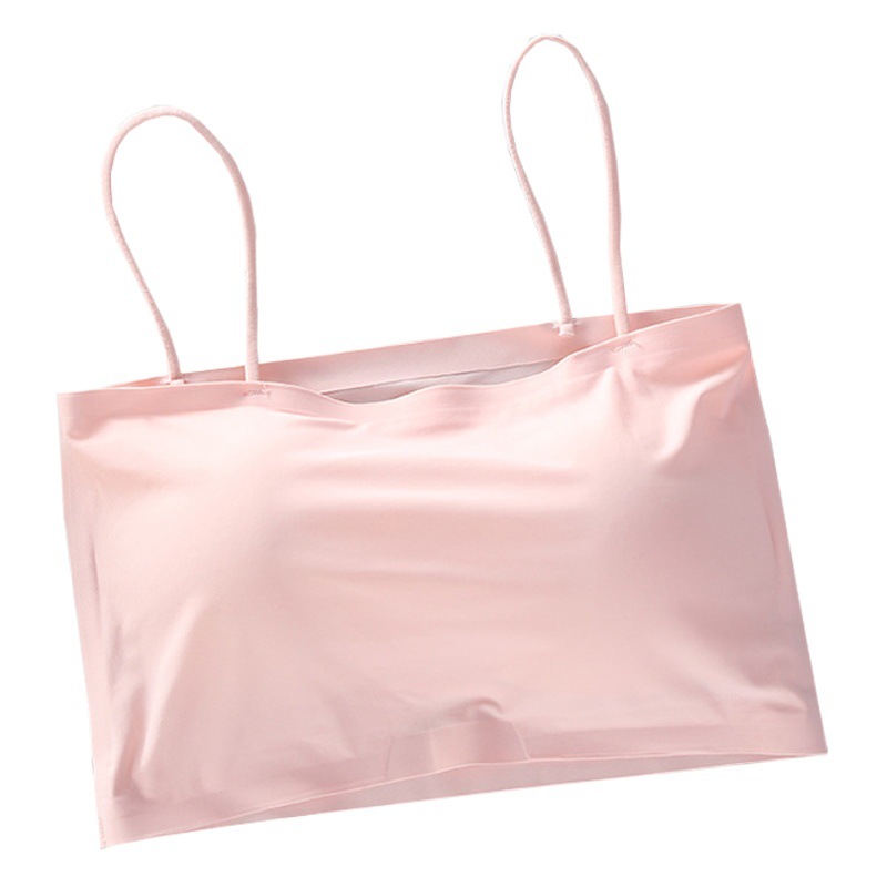 Seda de hielo sin costuras envuelto en el pecho una palabra babero belleza espalda chica sujetador inalámbrico ropa interior Mujer deportes tubo Top camisola