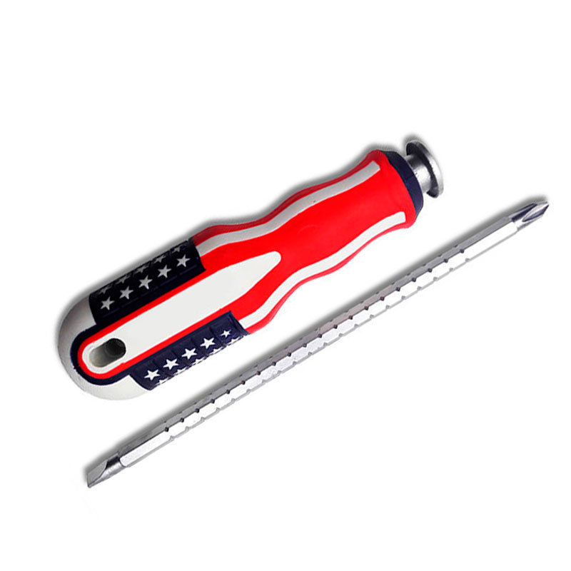 Destornillador de doble propósito de bandera s2 personalizado destornillador cruzado retráctil de 6mm de alta dureza destornillador manual
