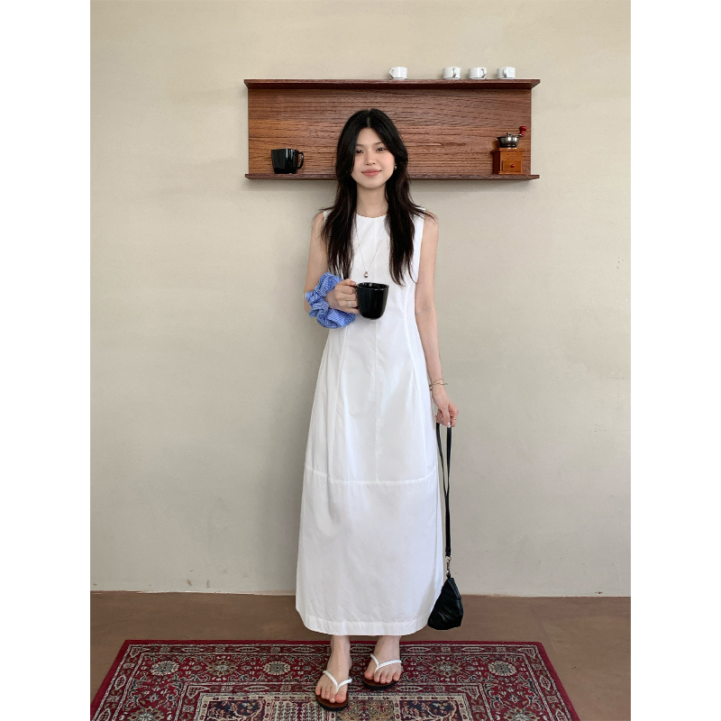 2025夏季新款法式复古拼接收腰显瘦时尚气质背心长裙连衣裙女chic|undefined