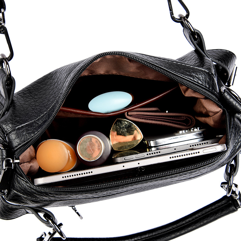 Women's bag Women's bag textured soft leather large capacity commuter tote bag versatile simple handbag_voghion.com