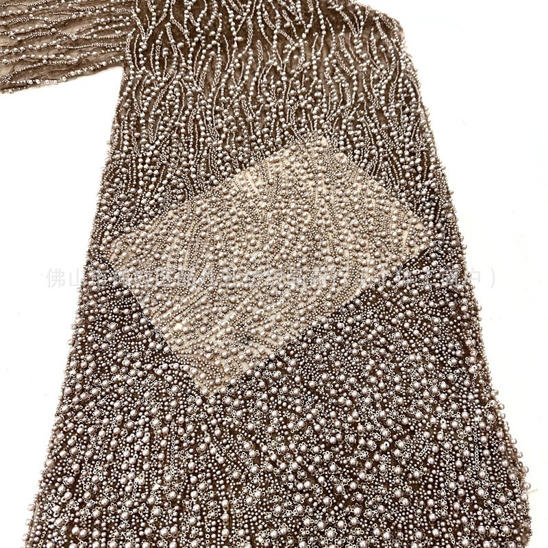 Industria pesada de moda Gao Ding vestido de boda tela tubo de perlas bordado vidrio de bolsas de perlas de comercio exterior transfronterizo LACE
