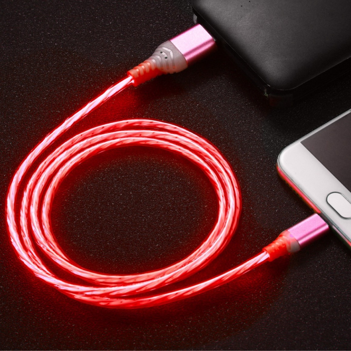急速充電ストリーマ携帯電話のデータケーブル発光充電ケーブルシングルヘッド1m2mはアンドロイドtype cアップルに適している