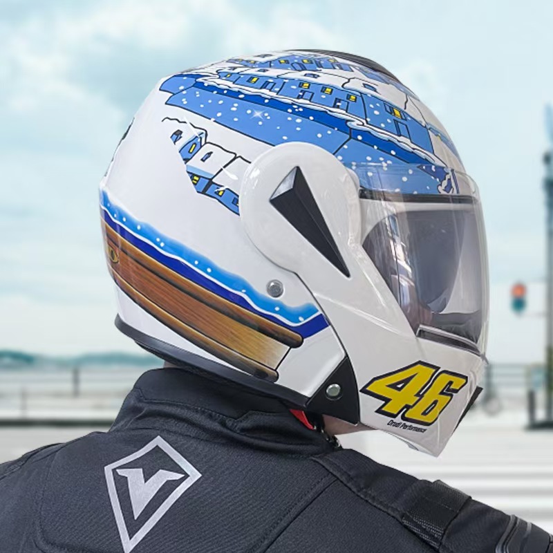 New Motorcycle Motorcycle Men's and Women's 3C Full-Face Motorcycle Stylish Handsome Safety Helmet Winter Windshield Safety Helmet