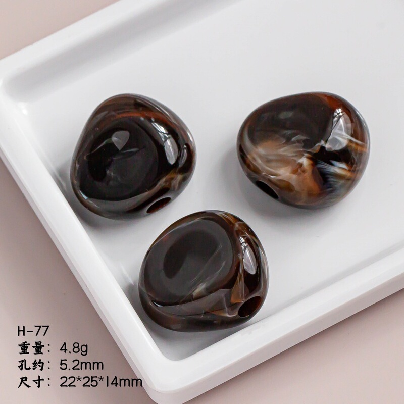 树脂不规则大孔扁珠晕染直孔珠服装泳装配饰吊坠散珠DIY饰品配件|undefined