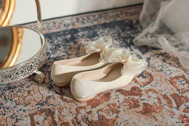 Chaussures de fiançailles pour enfants, femmes enceintes, chaussures simples à semelle plate, pieds non fatigants, robe de mariée princesse haut de gamme, chaussures de mariée_voghion.com