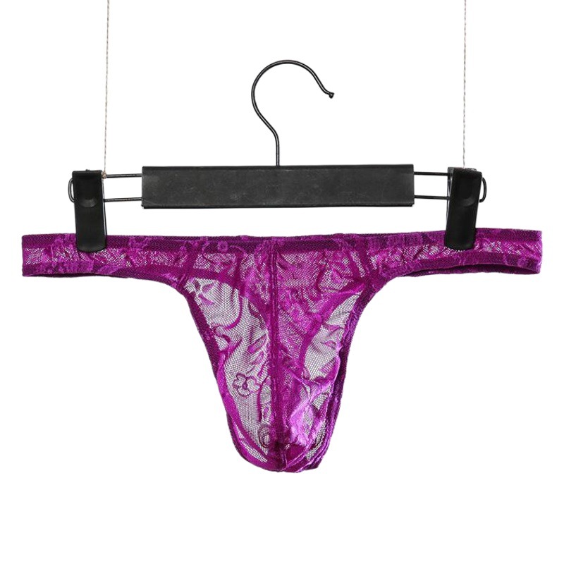 One-piece delivery men's lace thong T pants Ice Silk low waist sexy sexy underwear NYK-106