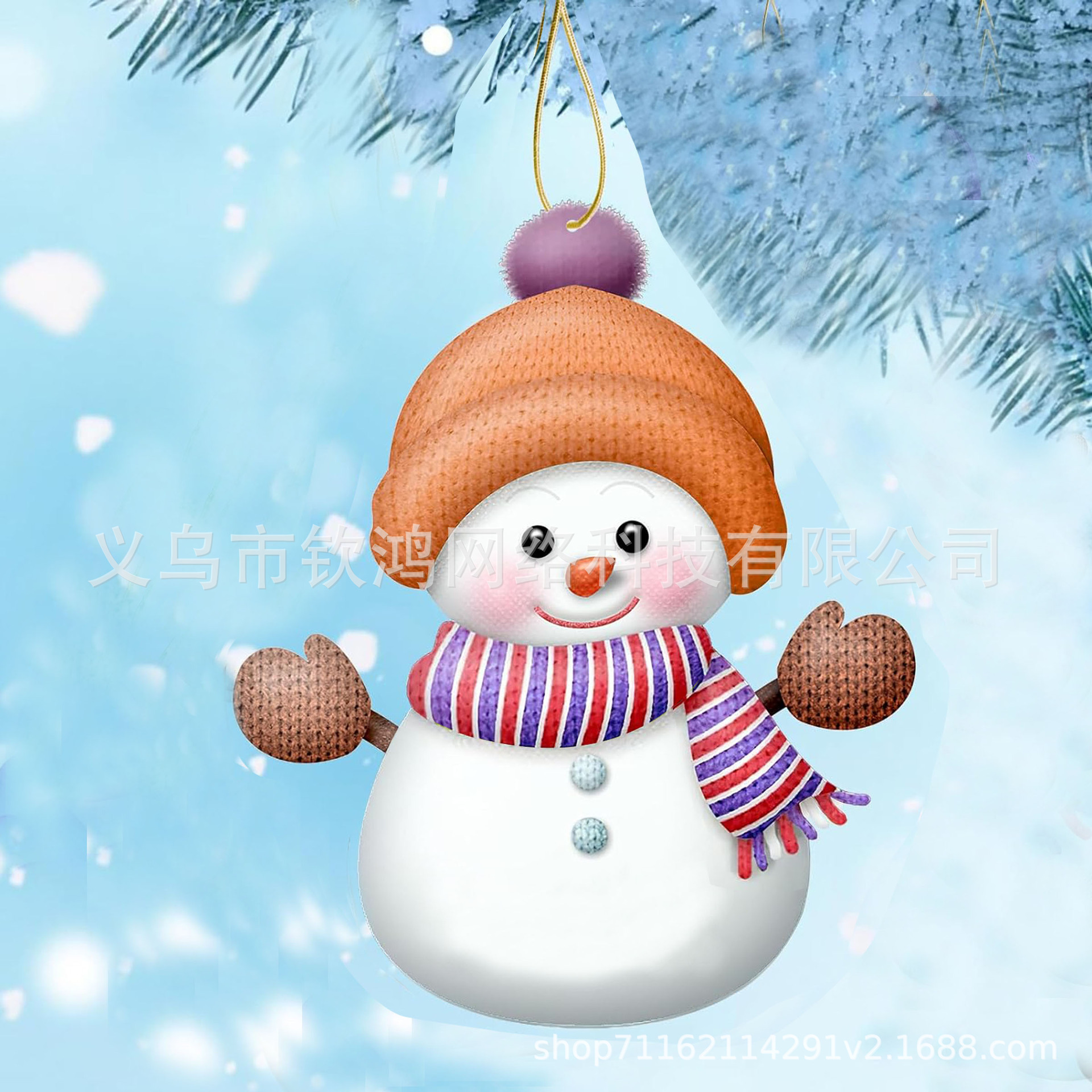 Personalidad transfronteriza muñeco de nieve de Navidad acrílico 2D plano colgante joyas de decoración de árbol de Navidad de fiesta familiar