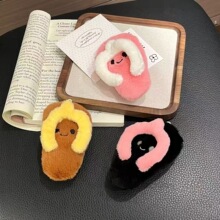 可爱毛绒公仔拖鞋发夹卡通玩偶少女搞怪人字拖发卡后脑勺