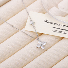 爪镶锆石四叶草项链轻奢时尚潮流项饰简约百搭小众个性高级感吊坠