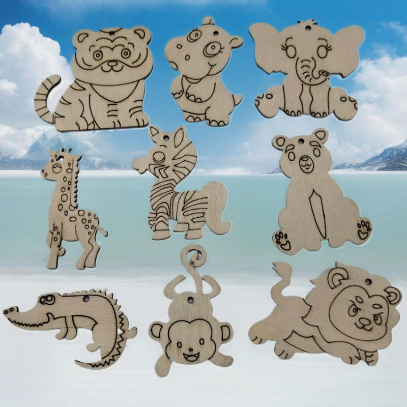 Деревянные поделки, подвеска в форме животного, украшение для дома, лазерная резка, маленькие деревянные чипсы, детские инструменты ручной работы «сделай сам»