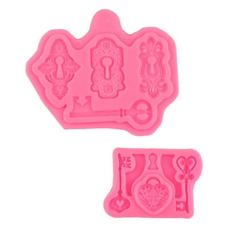 Retro en relieve clave silicona fondant DIY molde hecho a mano pastel de chocolate epoxi decoración Accesorios