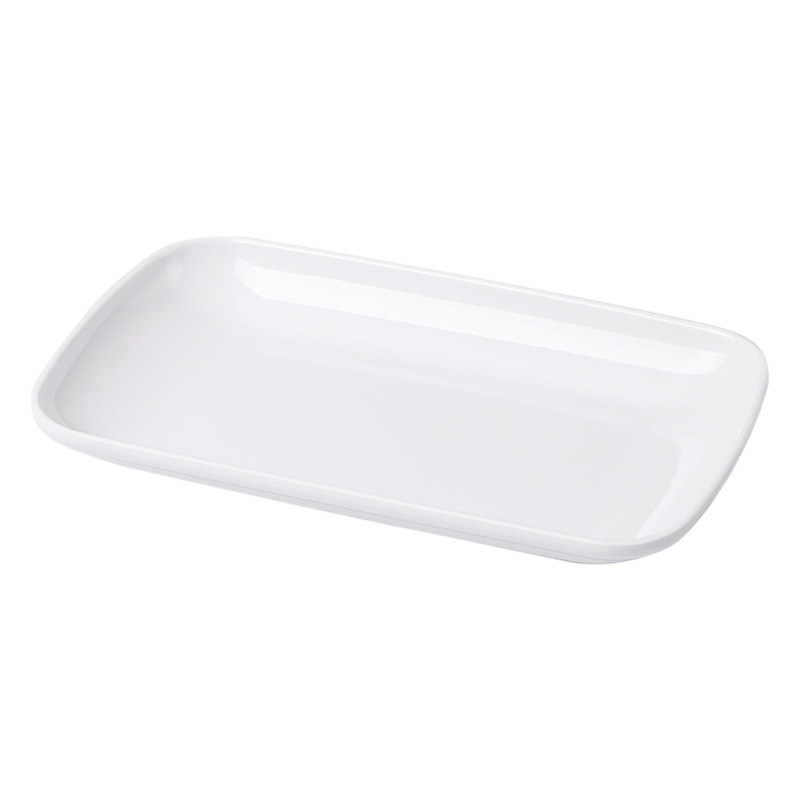 A5 melamina blanca plato rectangular plato olla caliente buffet de plástico comercial de desayuno salchicha en polvo plato especial placa