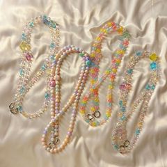 Lady Style Colorful Crystal Bead Phone Case with Long Chain Strap, Crossbody Fashion New Summer Dopamine Chain Accessory