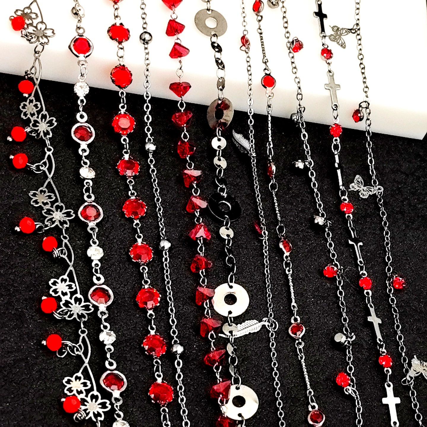 Черная красная цепь, цирконий, медный аксессуар для волос