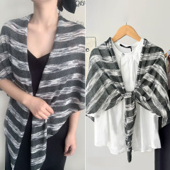 纯色条纹针织大三角披肩外搭女夏季薄款空调房护肩颈开衫领巾批发