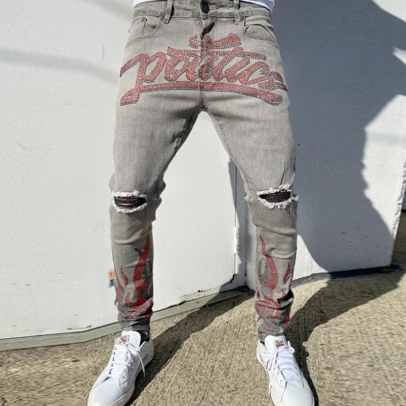 Clearance! Trendy Men's Jeans with Rhinestones, Straight-Leg Pants, Stylish and Versatile Men's High-Waisted Fashion Clearance! Trendy Men's Jeans with Rhinestones, Straight-Leg Pants, Stylish and Versatile Men's High-Waisted Fashion