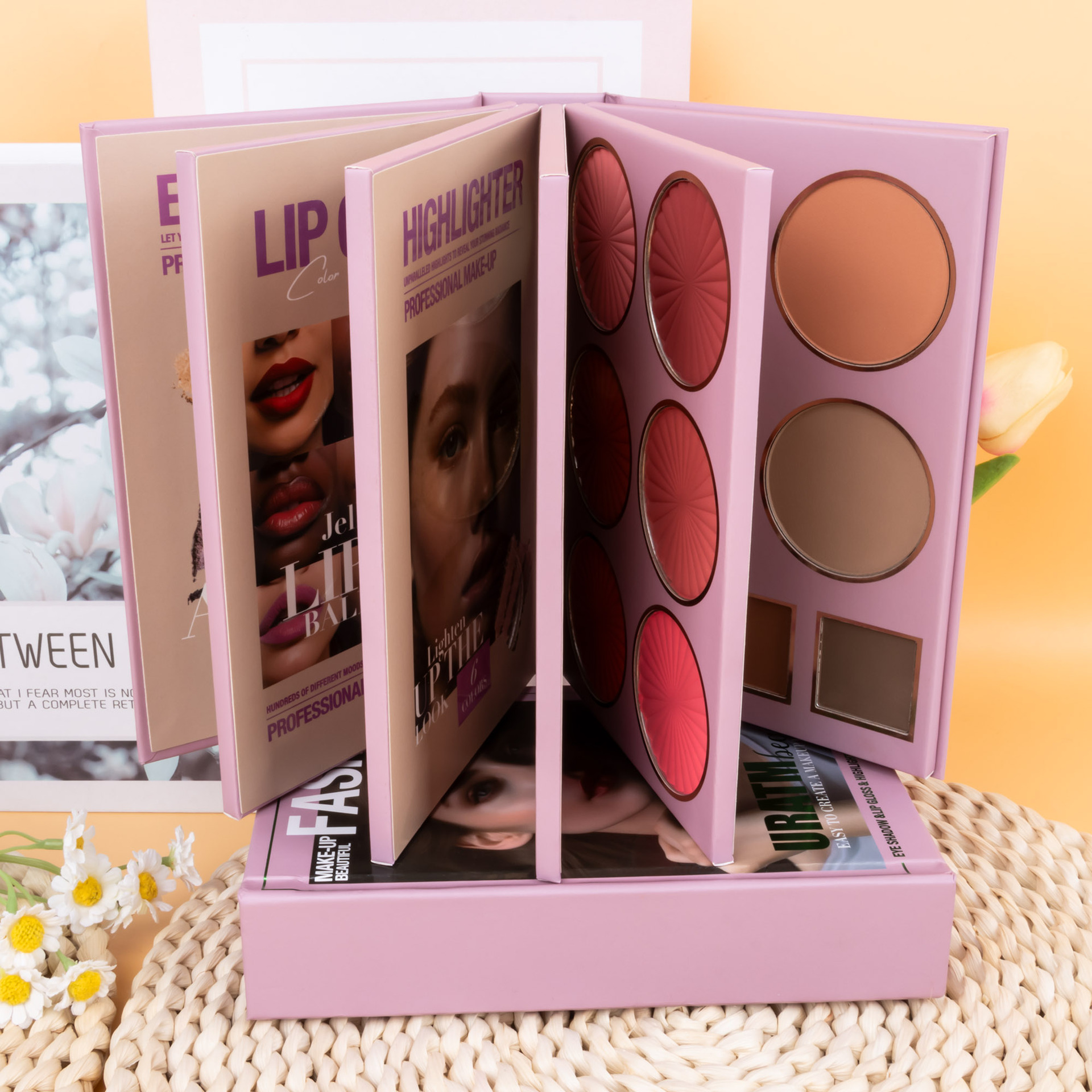 Cross-border bestseller: 67-color makeup palette, five-layer flip book eyeshadow palette, matte pearlescent blush, contour and highlight in one piece undefined