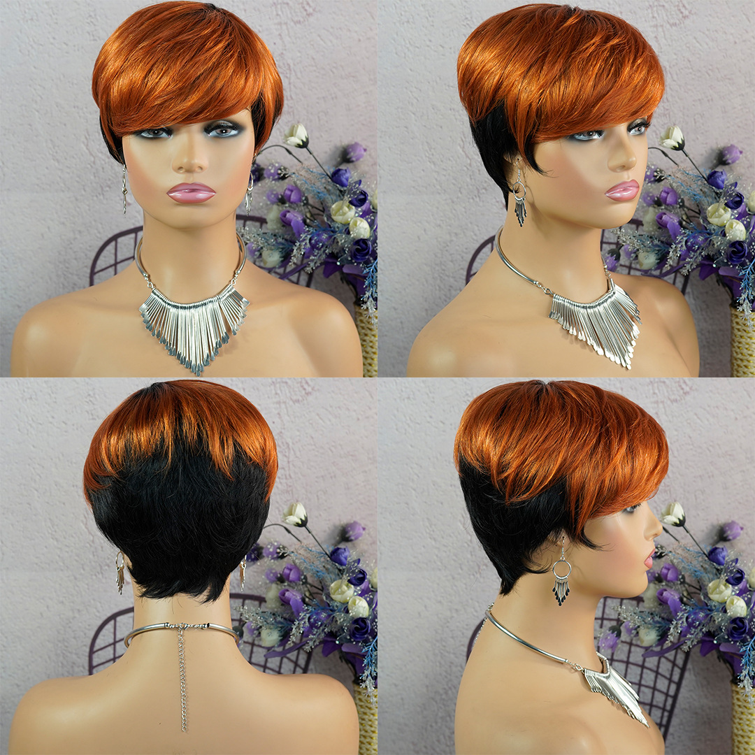 Women's Elegant Casual Real Hair Side Fringe Short Straight Hair Wigs display picture 6