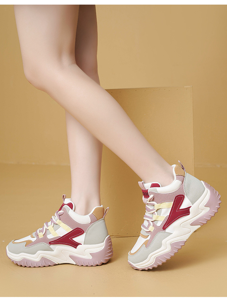 Stivali alla moda in mesh traspirante color block, nuovi stivali da donna casual con soletta rialzata e tacco alto_voghion.com