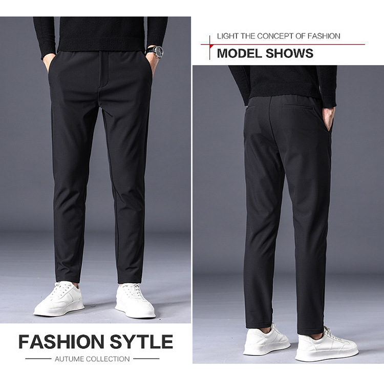 Spring casual slim fit straight suit simple non ironing business autumn men's pants, solid color_voghion.com