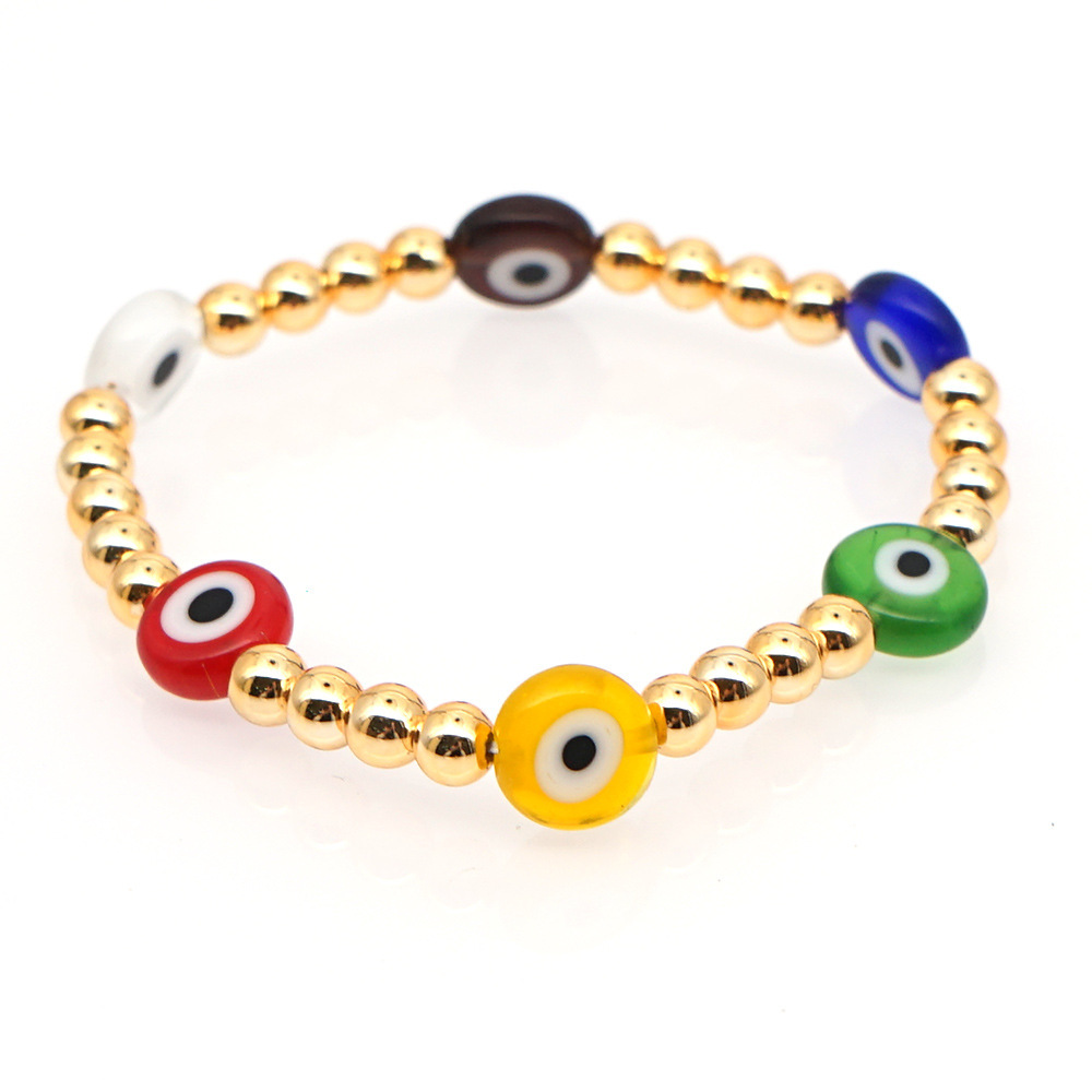 Nihaojewelry Ethnic Style Colored Glaze Evil Eye Gold Bead Bracelet Wholesale Jewelry display picture 31