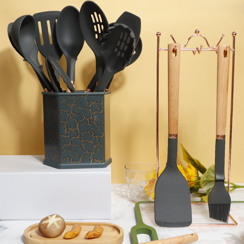 13 piezas transfronterizas de cocina de silicona antiadherente de grado alimenticio de cocina de silicona ligera de lujo conjunto de cocina al por mayor