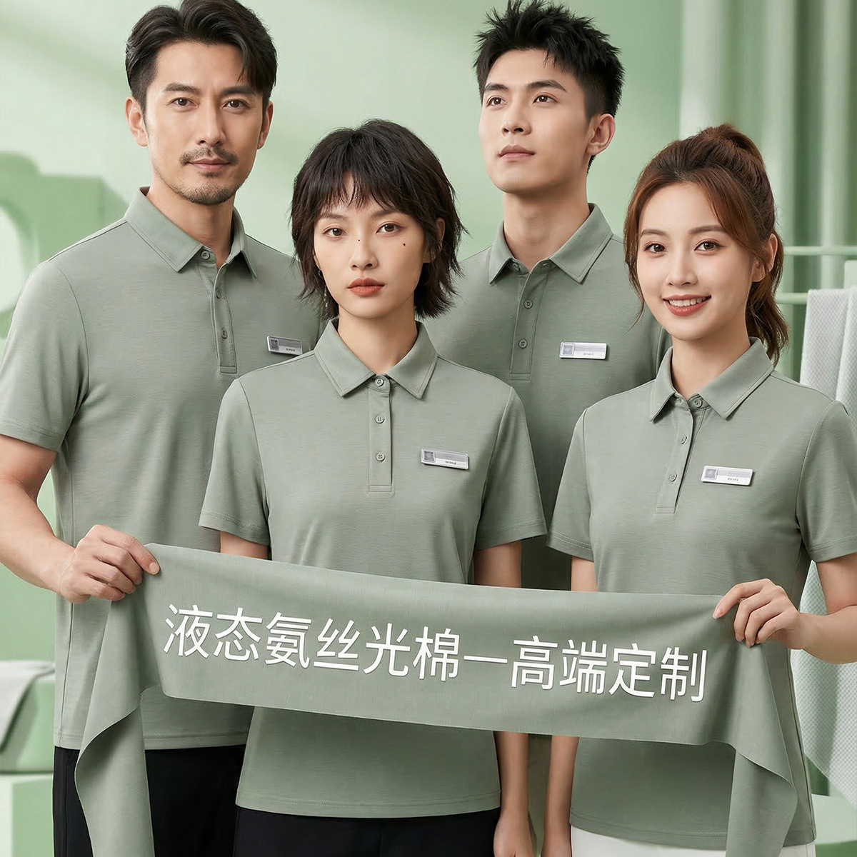 High-End Liquid Ammonia Mercerized Cotton Polo Corporate Workwear Custom Advertising Shirts Group Uniforms with Logo Printing and Embroidery
