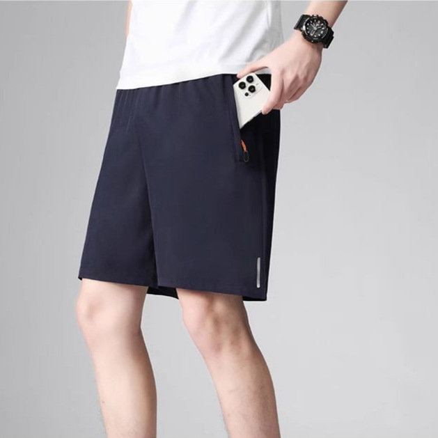 Ice Silk Quick-Dry Shorts for Men, Breathable Running Loose-Fit Sports Casual Beach Straight-Leg Knee-Length Shorts Beach Pants
