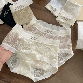 唯美花朵蕾丝内裤女2024新款轻薄速干透气网纱性感无痕三角短裤