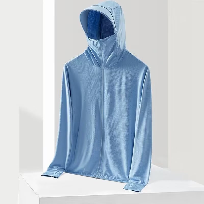 Sun protection clothing men's 2024 new summer simple Ice Silk breathable sun protection clothes men's casual outdoor fishing coat