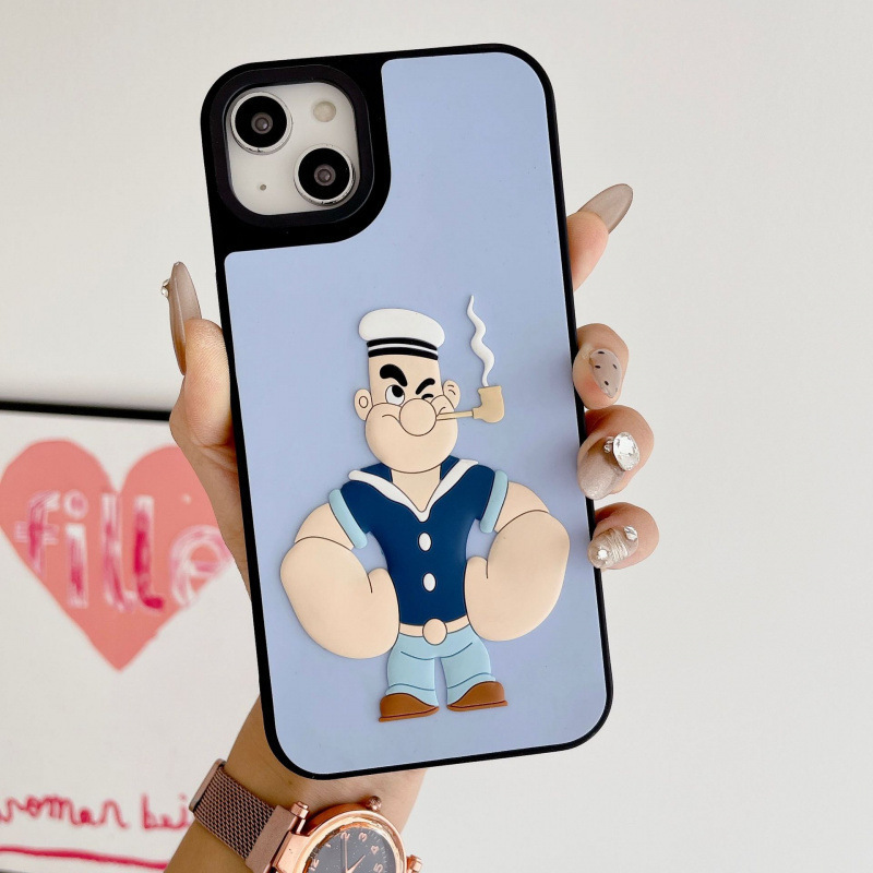 Cartoon 3D Stereo Silicone Leather Phone Case Popeye Suitable for Iphone14Pro Apple 13Pro Max Cartoon 3D Stereo Silicone Leather Phone Case Popeye Suitable for Iphone14Pro Apple 13Pro Max