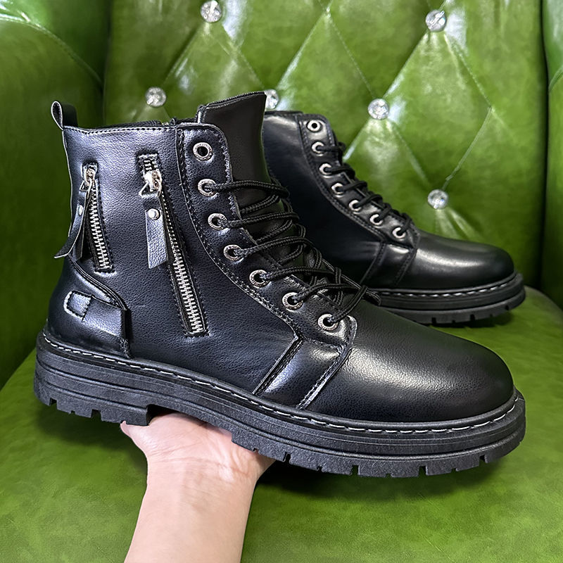 2025款冬季男鞋韩版秋季高帮时尚英伦风马丁靴男士工装靴黑色成年