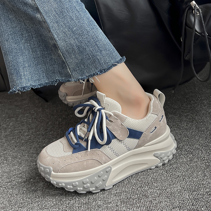 Zapatillas Augusden de suela gruesa para mujer, modelo nuevo primavera 2026, estilo universitario, zapatillas casuales de malla que estilizan, a la moda.