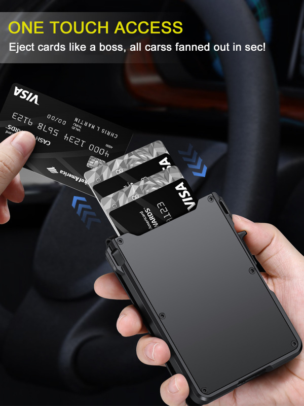 スタイリッシュな二つ折り RFID ウォレット クイック ポップアップ カード機能 - ミニマリストの男性への理想的なギフト|undefined
