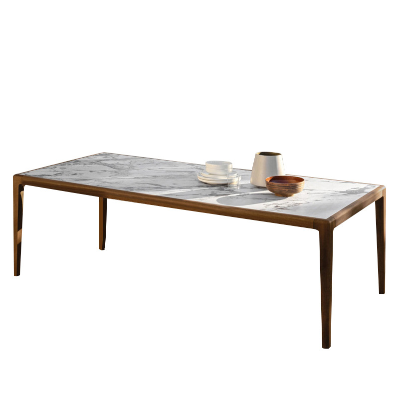 Mesas y sillas de comedor de madera maciza de teca al aire libre Combinación de muebles de jardín de villa Casa de familia Silla de ratán de estilo de ocio nórdico al aire libre