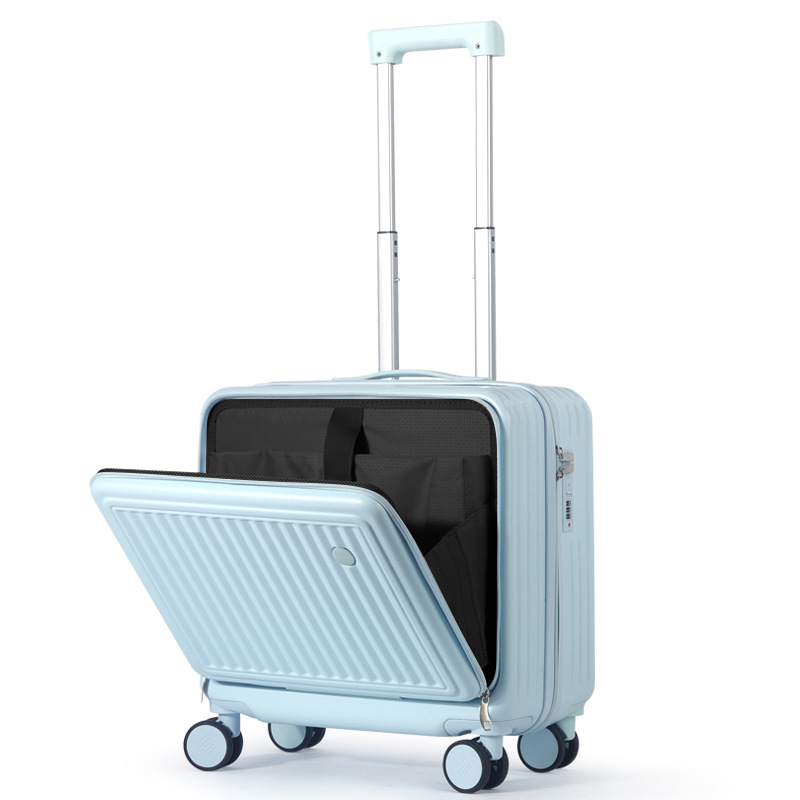 Regalo personalizado con tapa abierta maleta de computadora 18 pulgadas multifuncional maleta de embarque femenina contraseña maleta de viaje