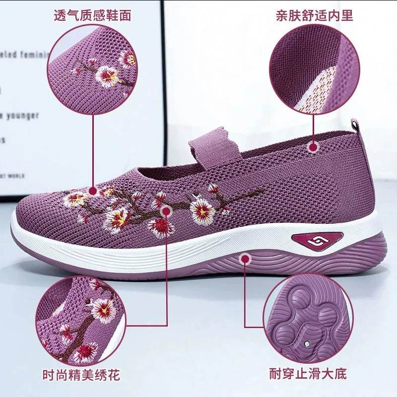 Slip-ons, footwear, comfortable non-slip sports shoes for mother, walking shoes, soft sole, for middle age