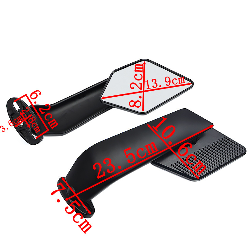 Wind Wing Mirrors Modified for Motorcycles, Universal New Model with Wind Wings, Base Moved Forward, Modified Reflective Mirrors