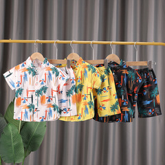 Cross-border children's set summer boys' shirt baby casual short-sleeve T-shirt shorts two-piece beachwear wholesale