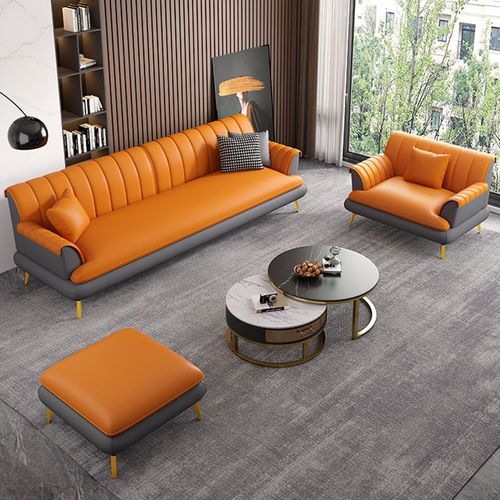 Tech fabric sofa living room small apartment luxurious modern office reception dual three-person latex fabric sofa straight row