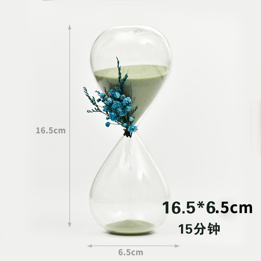 Nordic hogar vidrieras reloj de arena temporizador 15 30 minutos decoración creativa flor seca Fábrica al por mayor image 14
