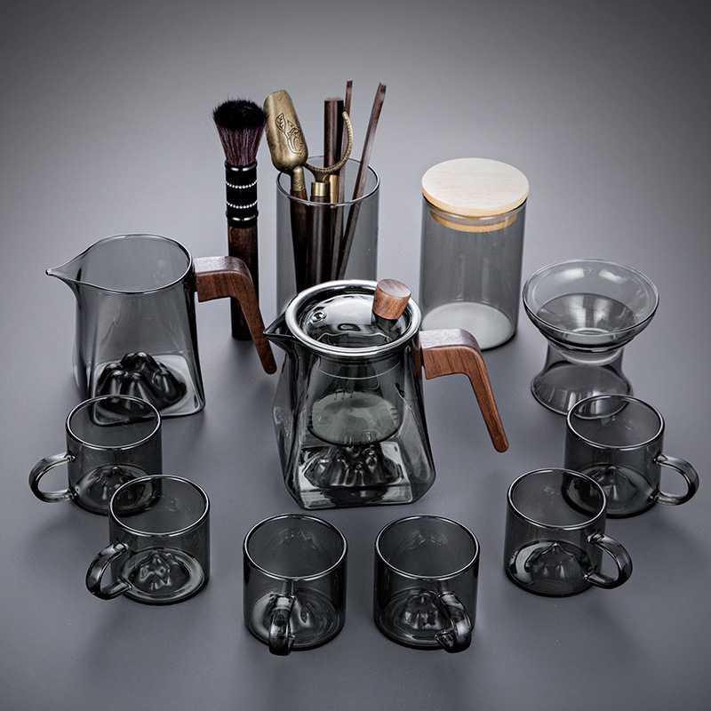 11개의 재가 있는 산 티팟 차 바다 + 6개의 컵 + 다도 + 차 캔