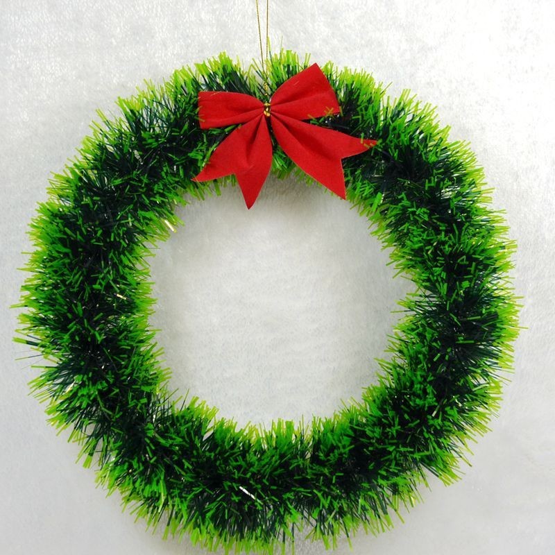 赤い蝶結びのクリスマスの花輪の輪の毛の条の色の条の装飾の花輪の緑の辺の白い辺の蝶結びの暗号化の花輪|undefined