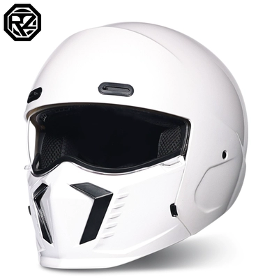 Motosiklet dəbilqələri — Retro Helmet for Men and Women - m-pearl-white-transparent