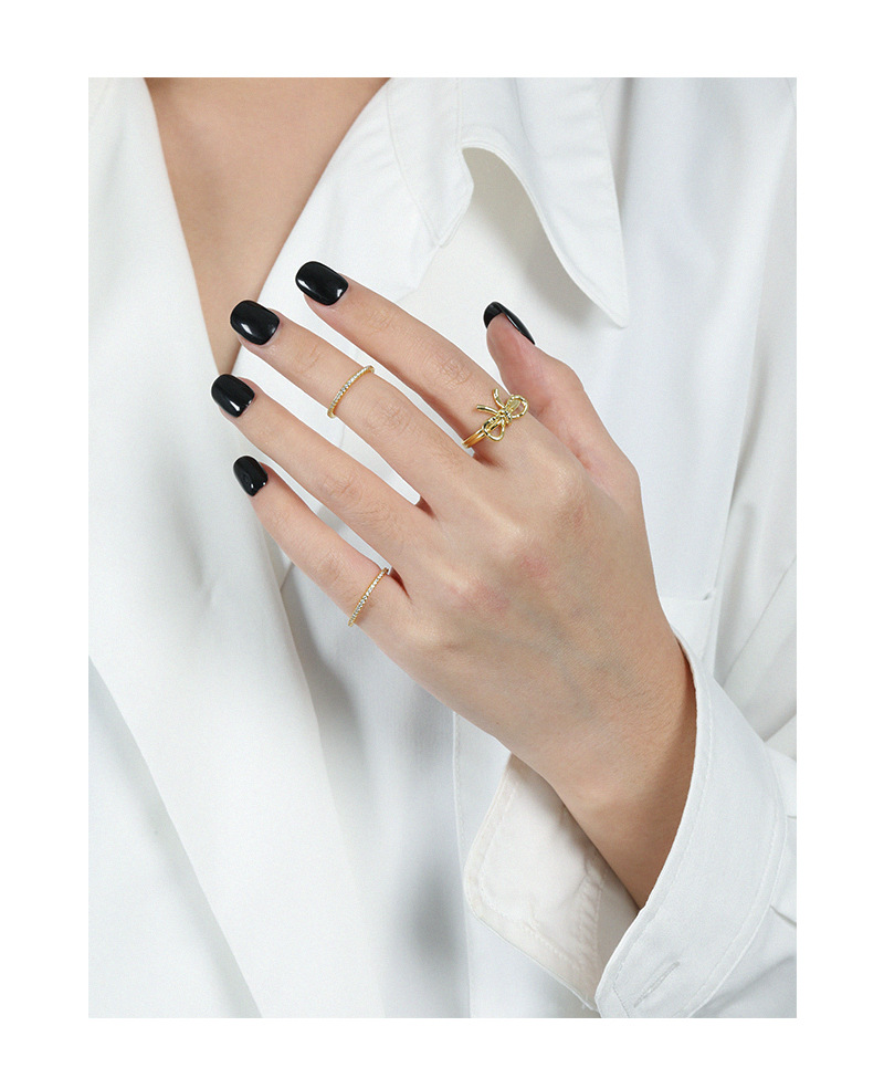 Fashion Geometric Sterling Silver Inlay Zircon Rings 1 Piece