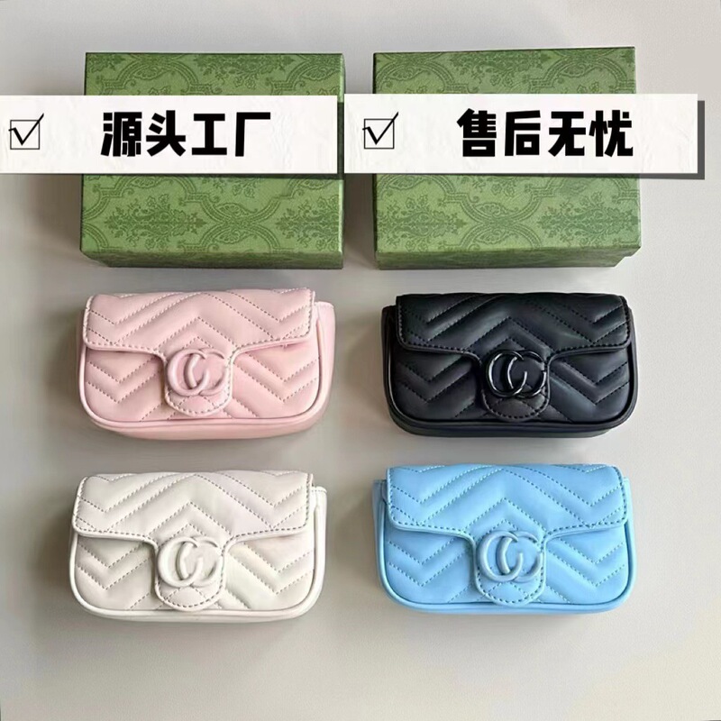 GG Marmont Series Waist Bag Macaron Pink All-match Women's Shoulder Bag Chain Bag Double g Marmont Bag
